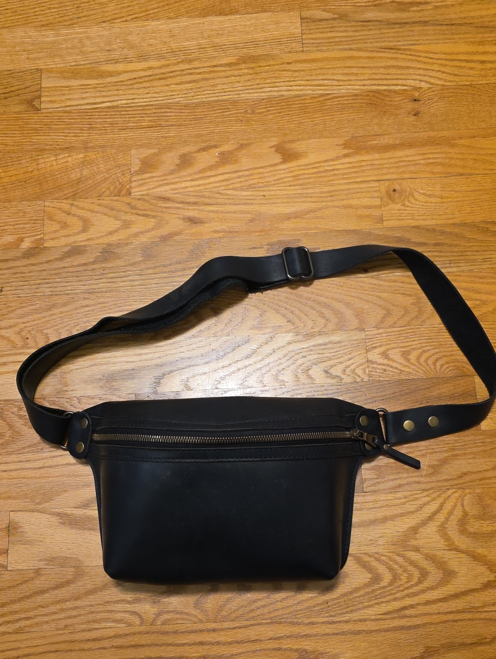 Classic Black Leather Crossbody Belt Bag From Orcas Island Leather Goods